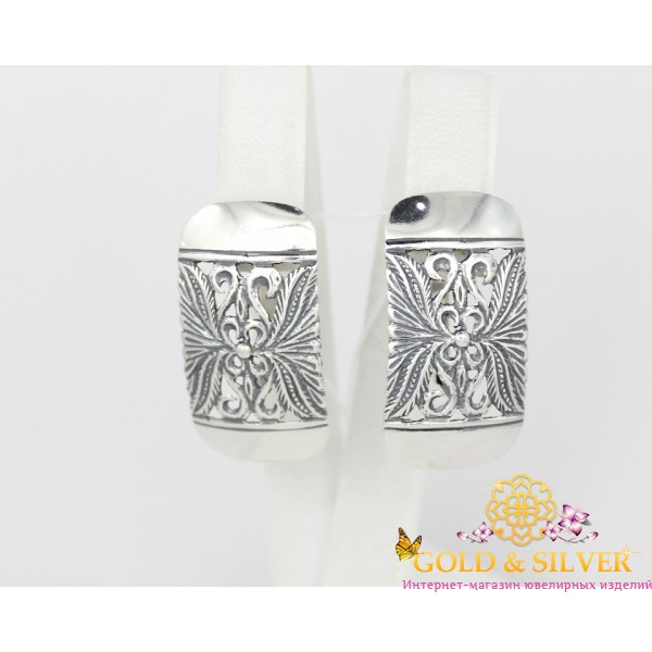 Жіночі сережки срібні "Візерунок свята" без вставок 20038 , Gold &amp Silver Gold & Silver, Украина